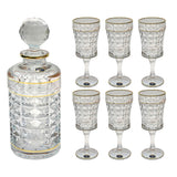 Bohemia Crystal Diamond Decanter & Goblet Set, 7 Pieces -Gold