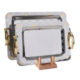 Arsha Oblong Tray with Handles, 2 Pieces -Silver & Gold -Stainless Steel