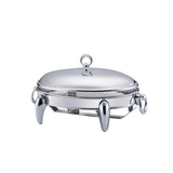 Oval Food Warmer with 2 Candles -2.0 Lit. -Stainless Steel 18/10 & Tempered Glass