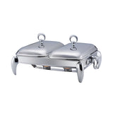 2 Rectangular Food Warmers with Two Candles -2x1.5 Lit. -Stainless Steel 18/10 & Tempered Glass
