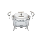 Round Food Warmer with Candle -2.0 Lit. -Stainless Steel 18/10 & Tempered Glass