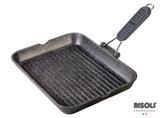 Risoli Rectunglar Granito Grill with Folding Silicon Handle -36x26cm