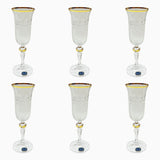 Bohemia Crystal Flute Set, 6 Pieces -Gold -150 ml