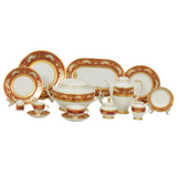 Falkenporzellan Dinner Set, 112 Pieces -Red & Gold -Porcelain